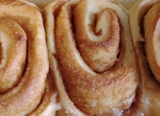cinnamon rolls baked by Sabrina Buckner the owner of 7 Loaves in Lexington, North Carolina February 2026