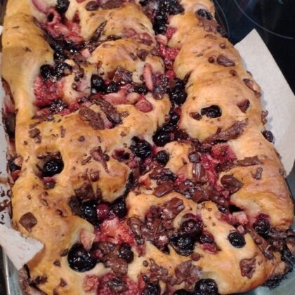 Focaccia baked by Sabrina Buckner the owner of 7 Loaves in Lexington, North Carolina February 2026